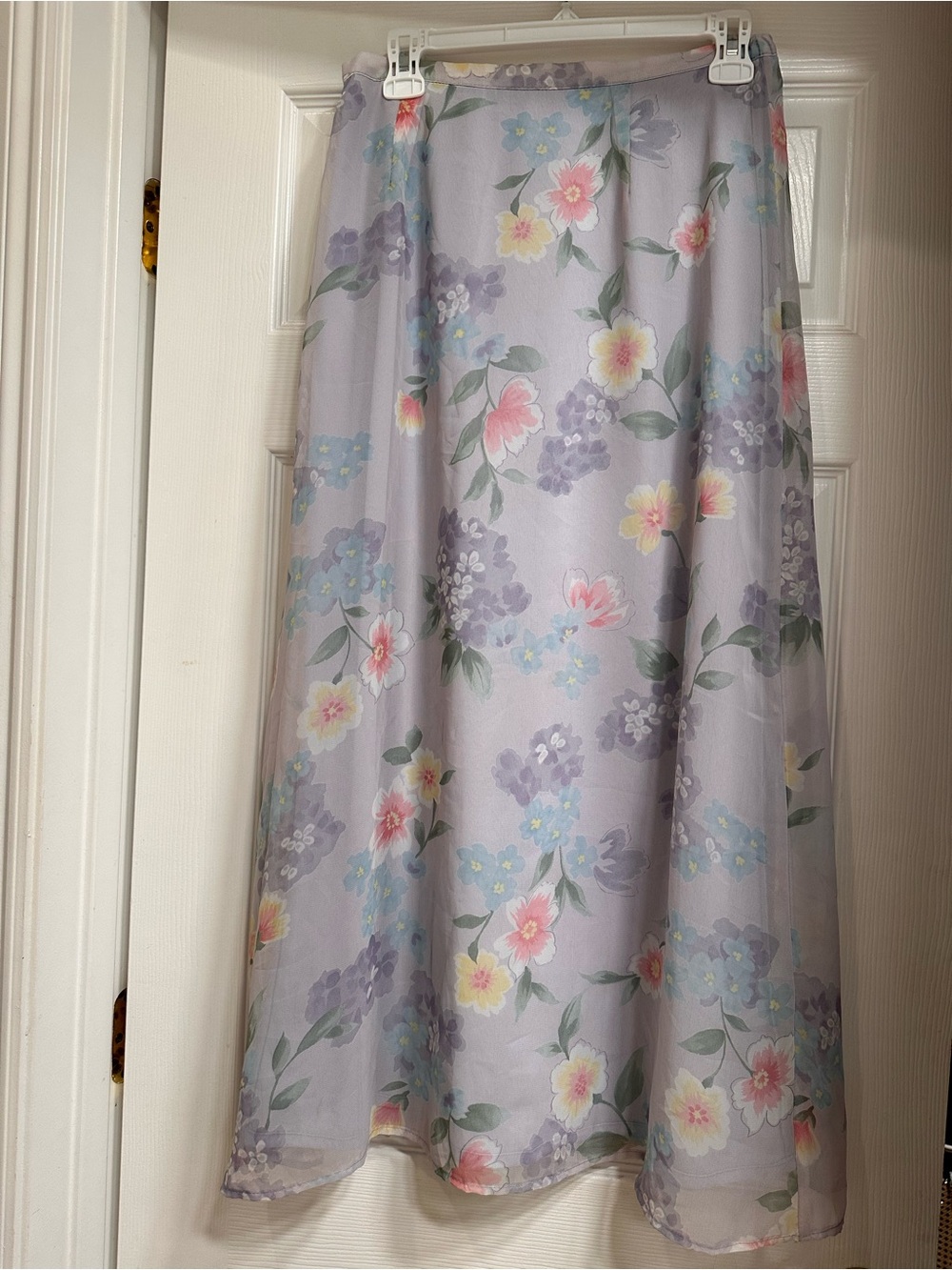 Vintage Bentley Floral Lavender Midi Skirt - Lightweight A-Line